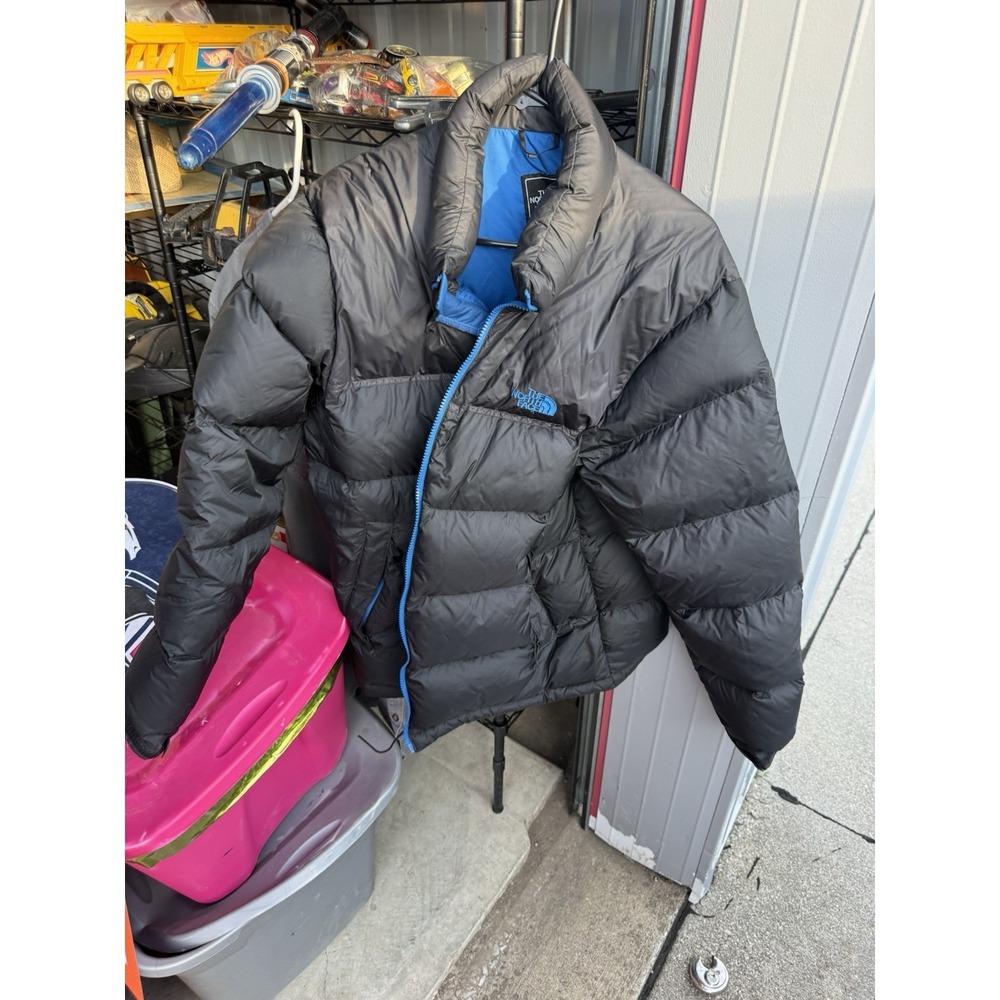 The North Face 700 Fill Down Puffer Jacket Black Blue Men's Large Coat Winter